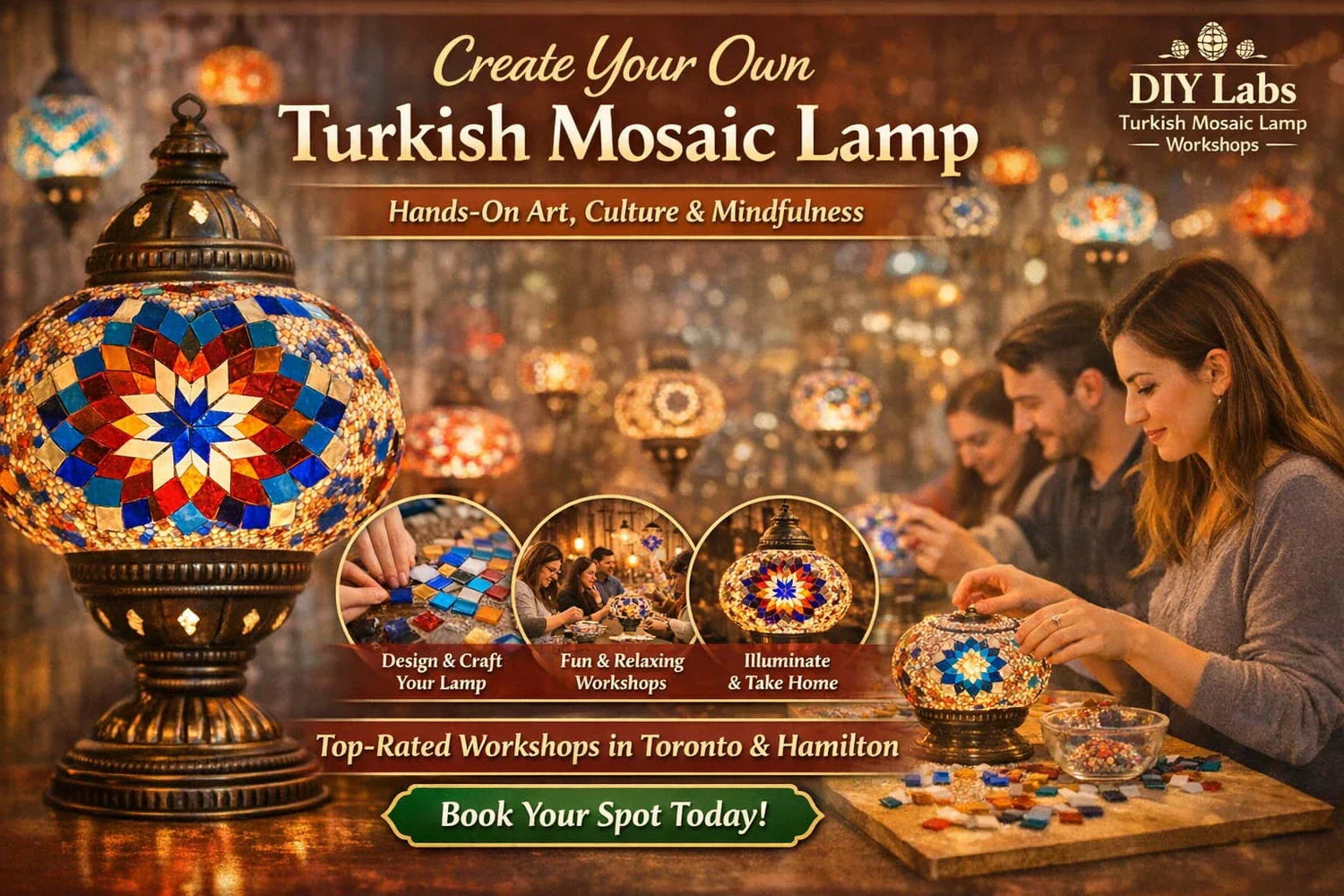 Turkish Mosaic Lamp Workshop in Toronto | DIY Labs Canada