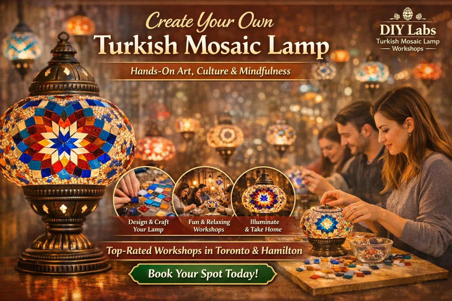 Turkish Mosaic Lamp Workshop in Toronto | DIY Labs Canada