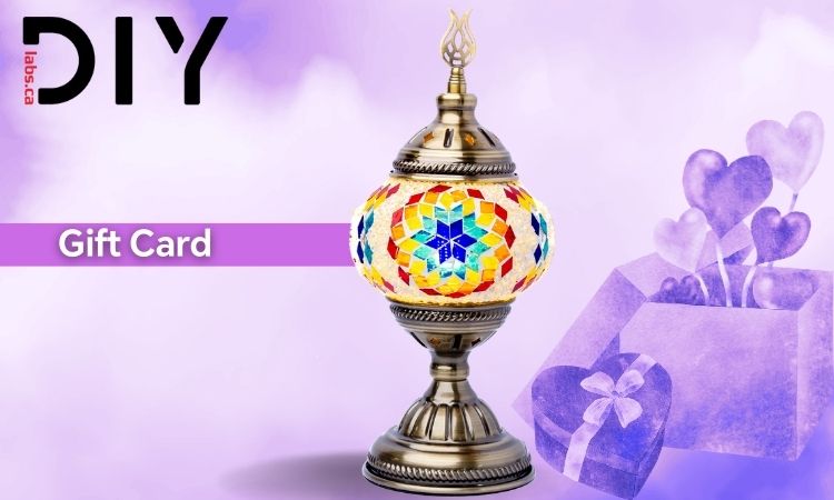 DIYlabs.ca gift card – perfect present for mosaic lamp making workshops in Toronto.