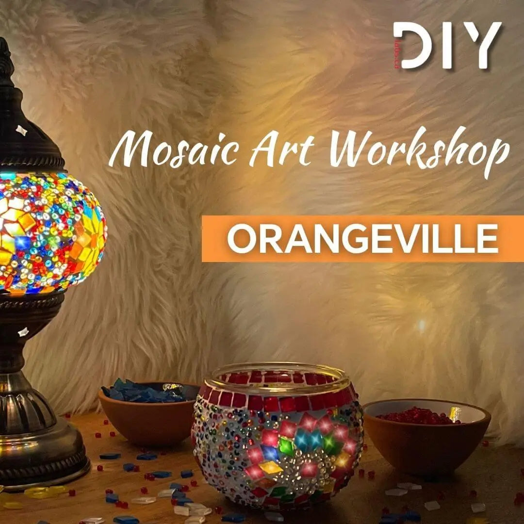 Handmade Turkish mosaic lamp created during a DIY Labs workshop in Orangeville